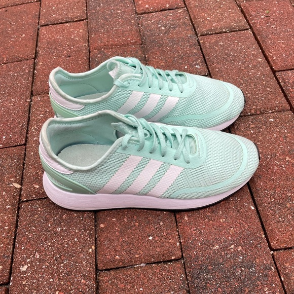 Adidas Mint and White Striped Sneakers Size 9 - Picture 10 of 12